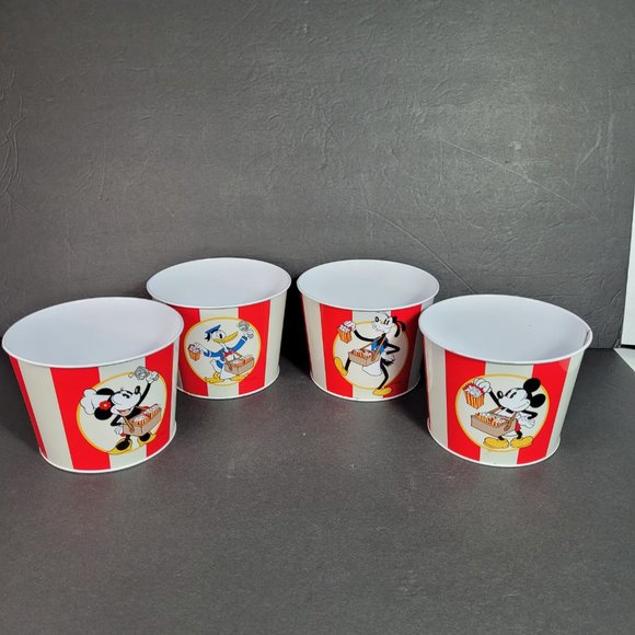 💥 SOLD 💥 Vintage Disney Metal Popcorn Bucket 5 Piece Set - Picture 7 of 7